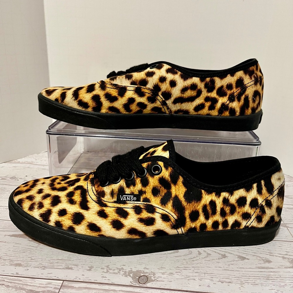 Vans Authentic Lo Pro Sneakers Women 8 Men 6.5 Leopard Print Yellow Black Skater
